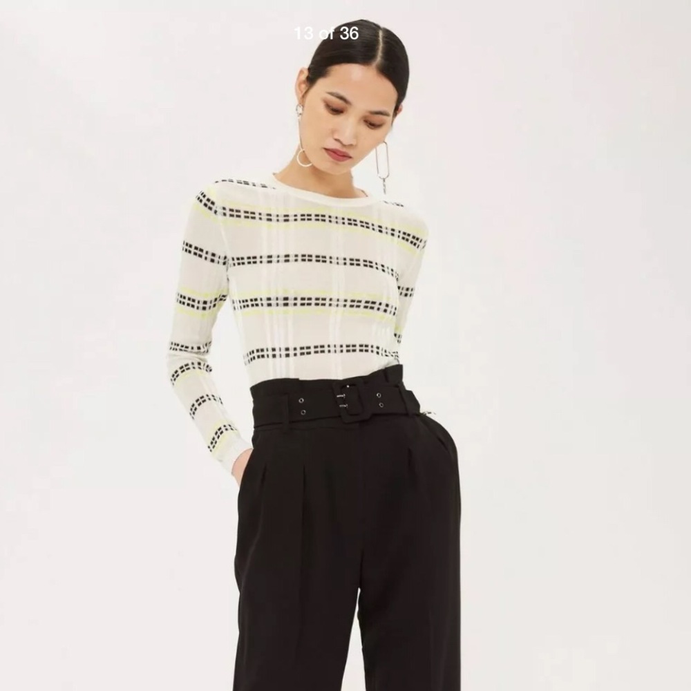Topshop Ayla Belted High Rise Trousers Pants